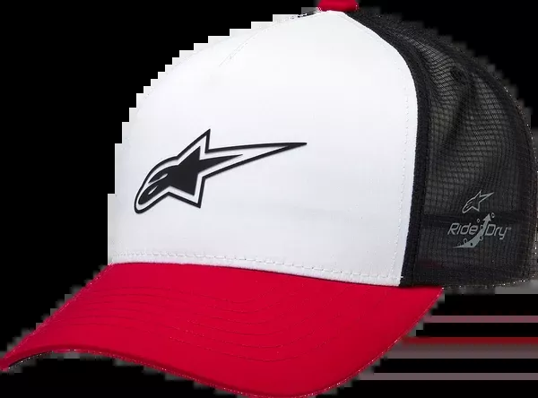 Alpinestars Advantage Tech Trucker Hat – White/Red/Black – One Size