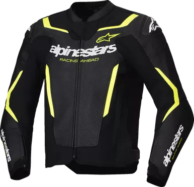 Alpinestars GP Force V2 Airflow Black Yellow Fluo Leather Jacket