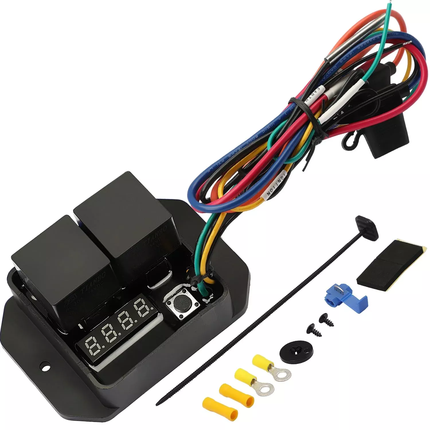 DIGITAL RADIATOR FAN CONTROLLER SWITCH KIT 12V 24V ADJUSTABLE SINGLE DUAL FAN 0444