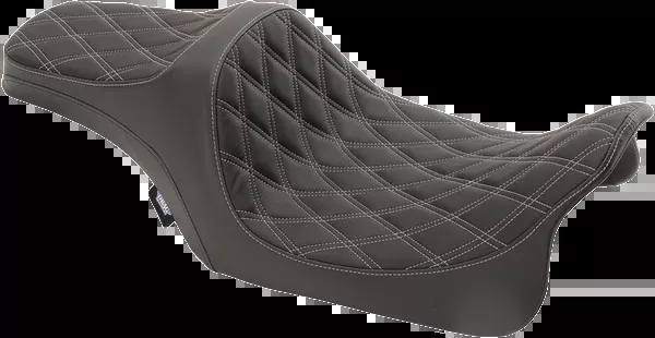 Drag Specialties Seats Predator III Seat – Double Diamond – Silver Stitched – FL ’08-’23