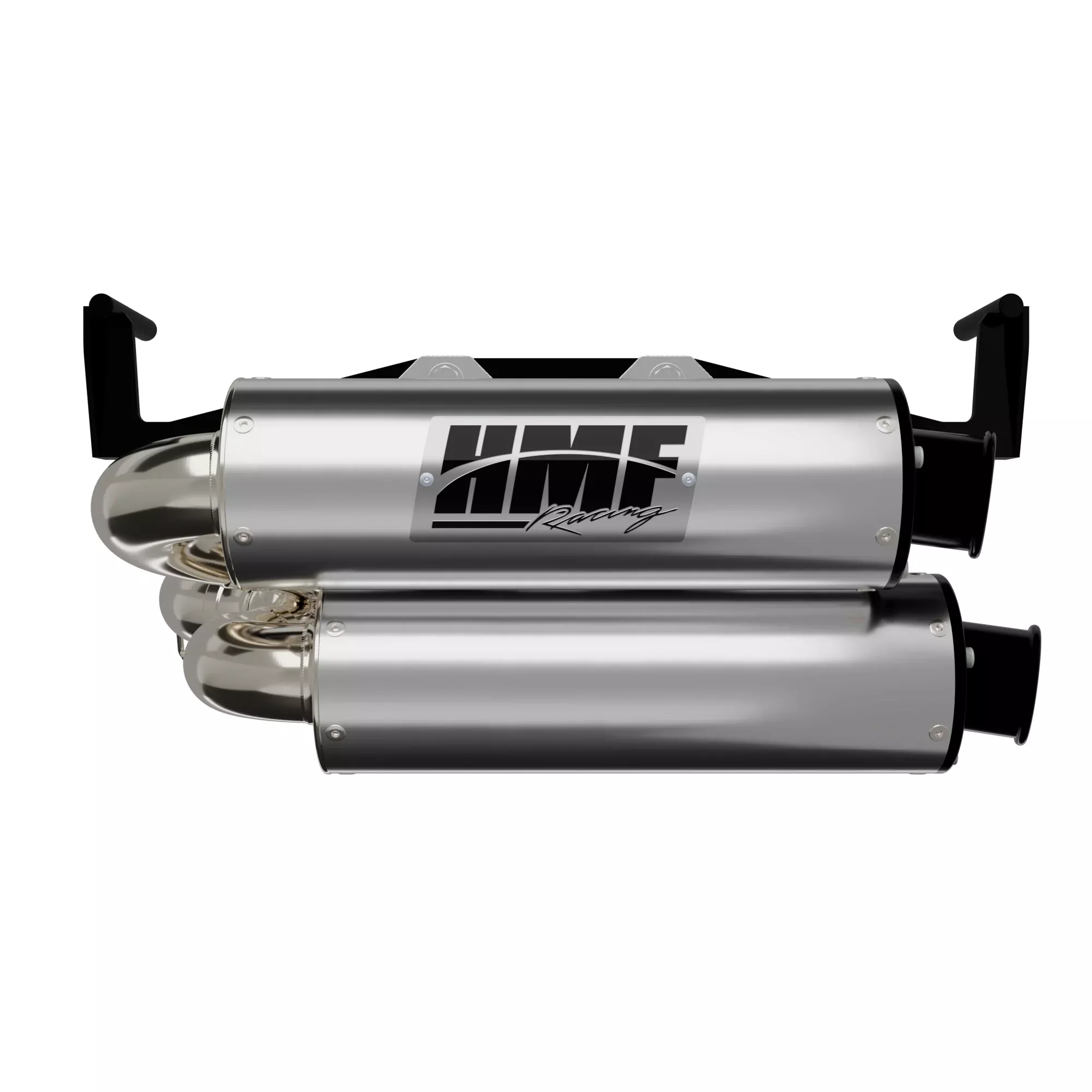 HMF Muffler Dual Slip-On Performance Exhaust Brushed Turn Down Black End Cap For Can-Am Outlander 1000/850 2025-2026 14655636072