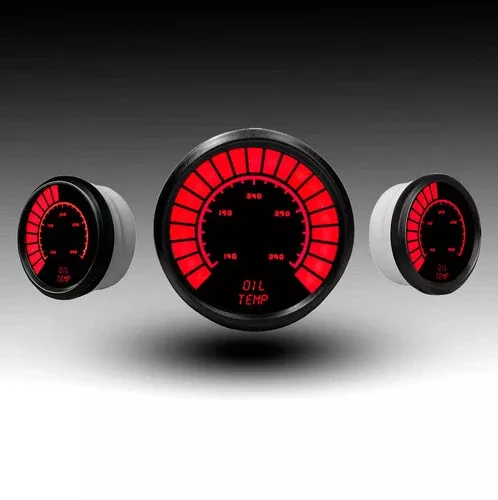 Intellitronix LED Analog Bargraph Oil Temperature Gauge - Black Faceplate With Black Bezel