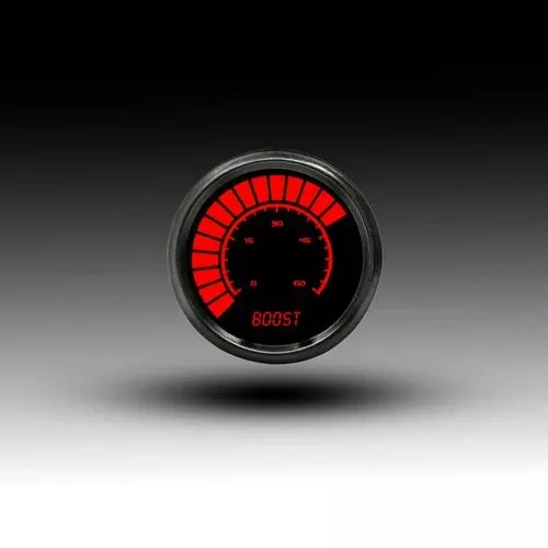 Intellitronix LED Digital Bargraph Boost Gauge - Black Faceplate With Black Bezel