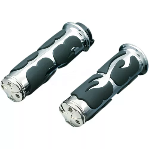 Kuryakyn 1" ISO Flame Chrome Handlebar Grips (6261)
