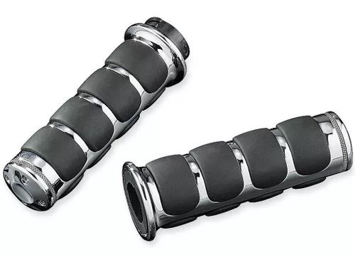 Kuryakyn ISO Chrome/Black Rubber Handlebar Grips (6235)