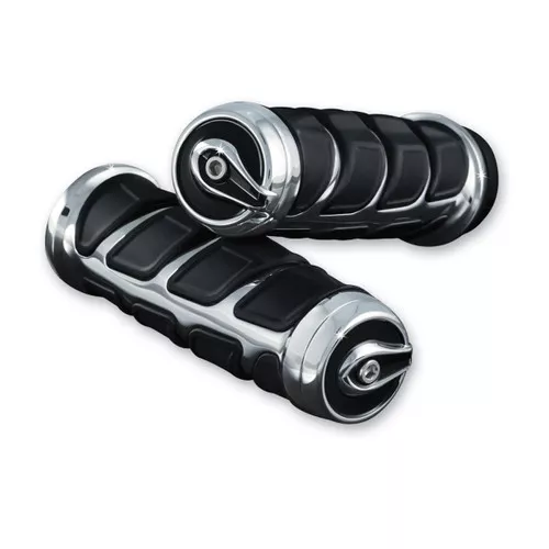 Kuryakyn Kinetic Chrome/Black Rubber Handlebar Grips (6372)