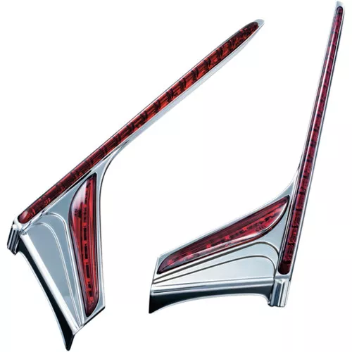Kuryakyn LED Vertical Rear/Brake Light Strips Chrome w/Red Lens (3237)