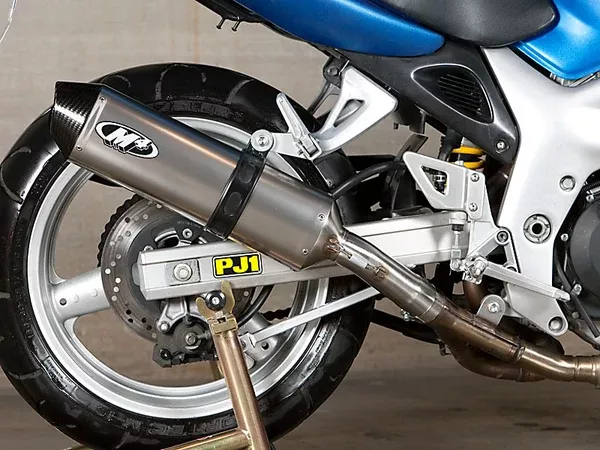 M4 Exhaust 1999-02 Suzuki SV 650 Slip On System – Titanium