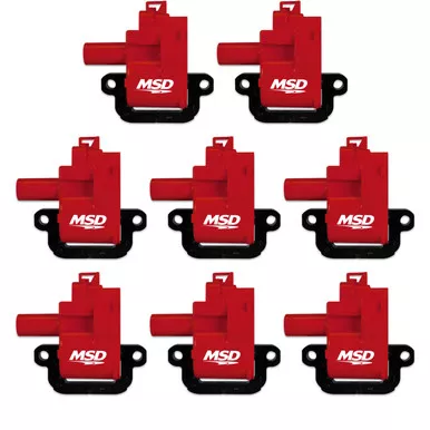 MSD Blaster LS Ignition Coils Red 8-Pack for 1998-2006 GM LS1/LS6 Engines 82628