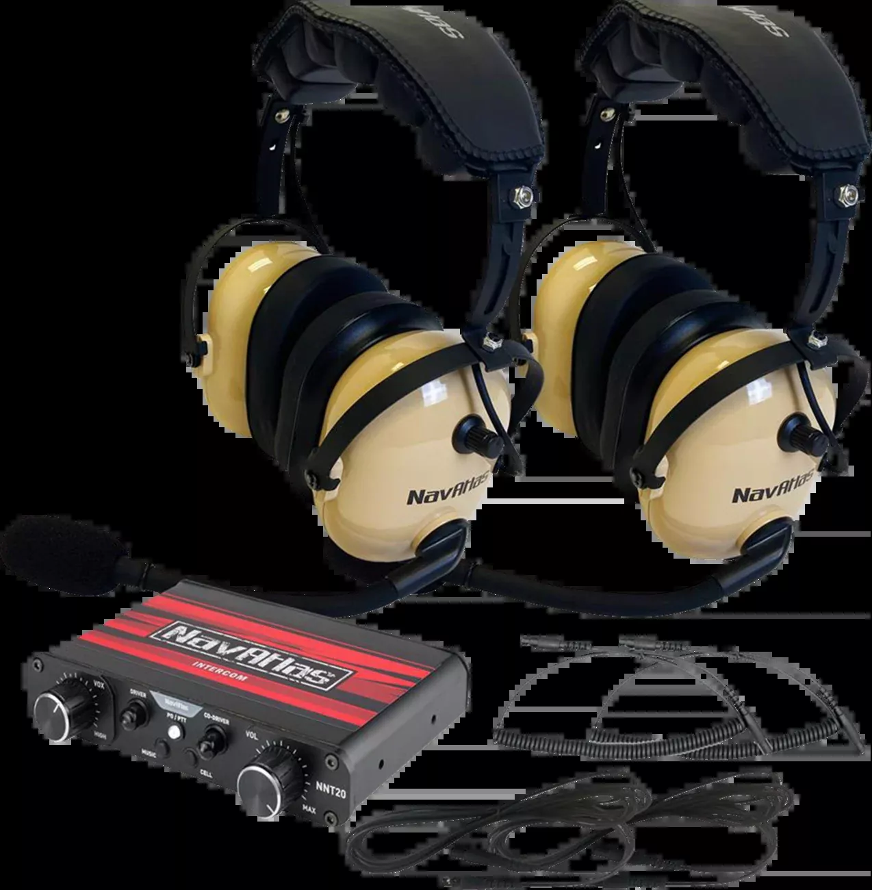 NavAtlas Intercom/Headset Kit – 2-Seat – Beige-NIO232PK