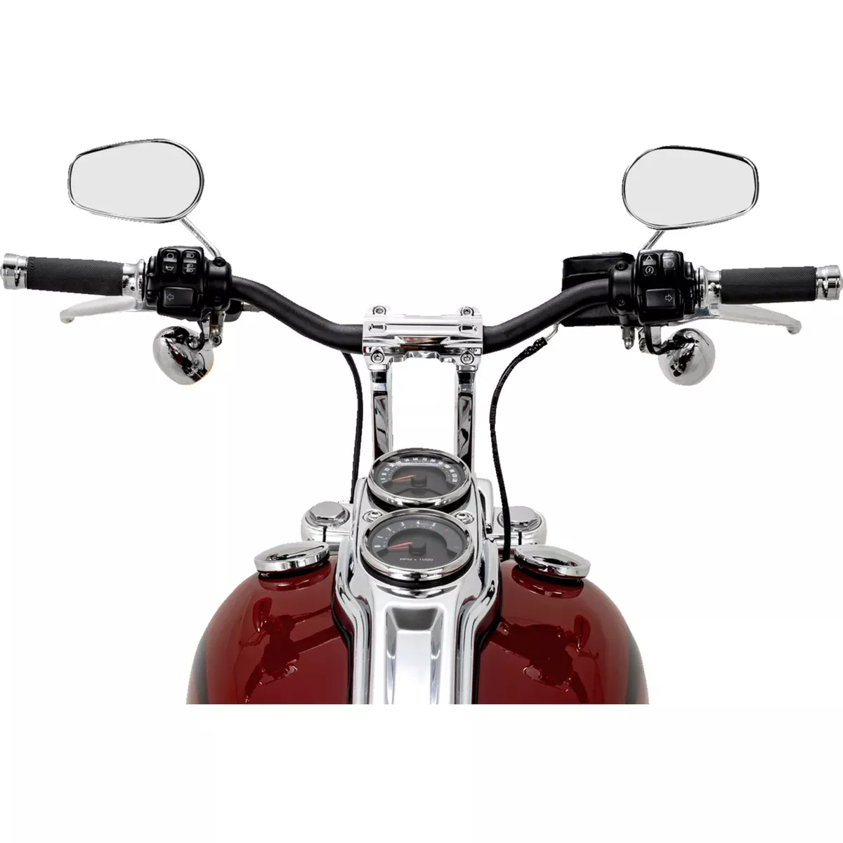 PERFORMANCE MACHINE (PM) 0602-1564 0208-2195M-CH Phatbar & Riser Kit internal wiring/gauge mount holes – 9″ – chrome
