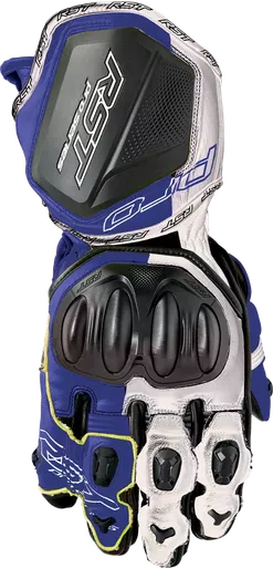 RST Pro Series GP D3O White Blue Leather Gloves