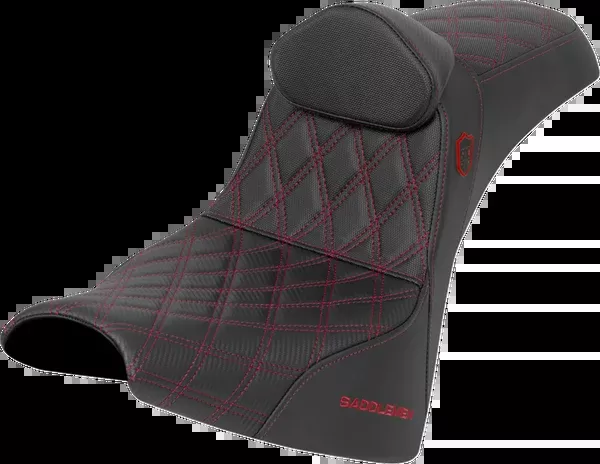 Saddlemen Pro Series SDC Performance Seat – W/ Backrest – Red Stitch – Gripper – FXBB/FXST ’18-’25