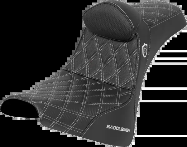 Saddlemen Pro Series SDC Performance Seat – W/ Backrest – Silver Stitch – Gripper – FXBB/FXST ’18-’25