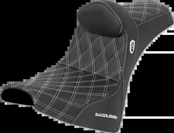 Saddlemen Pro Series SDC Performance Seat – W/ Backrest – White Stitch – Gripper – FXBB/FXST ’18-’25