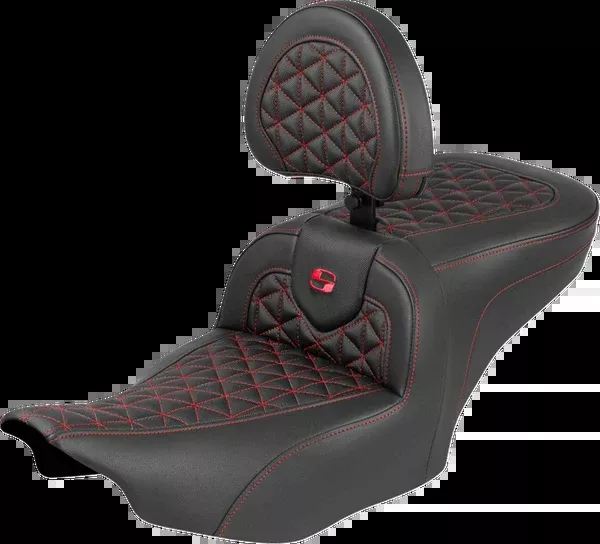 Saddlemen Roadsofa™ Seat – With Backrest – Red Stitch – FLH/FLT ’23-’25