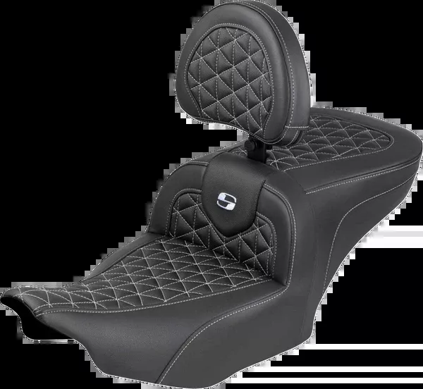 Saddlemen Roadsofa™ Seat – With Backrest – Silver Stitch – FLH/FLT ’23-’25