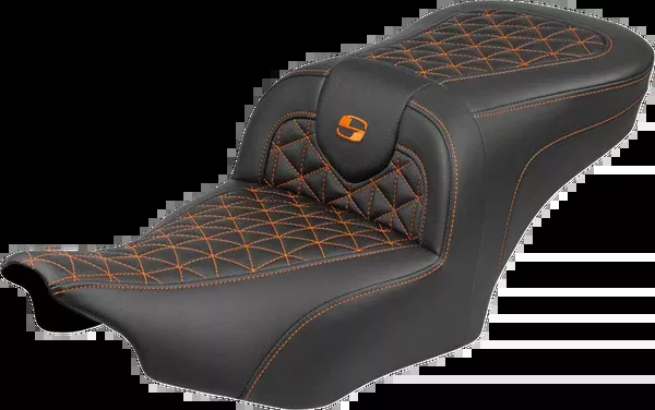 Saddlemen Roadsofa™ Seat – Without Backrest – Orange Stitch – FLH/FLT ’23-’25