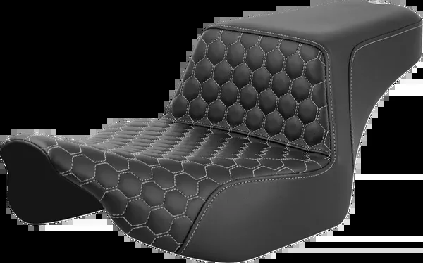 Saddlemen Step-Up Seat - Extended Reach - Front Honeycomb - Silver Stitch - FL '23-'24