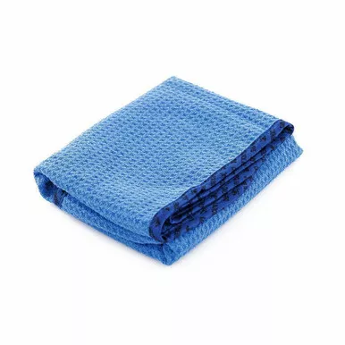 SUPER73 Waffle Weave Glass and Window Microfiber Towel - Blue 24" x 16"