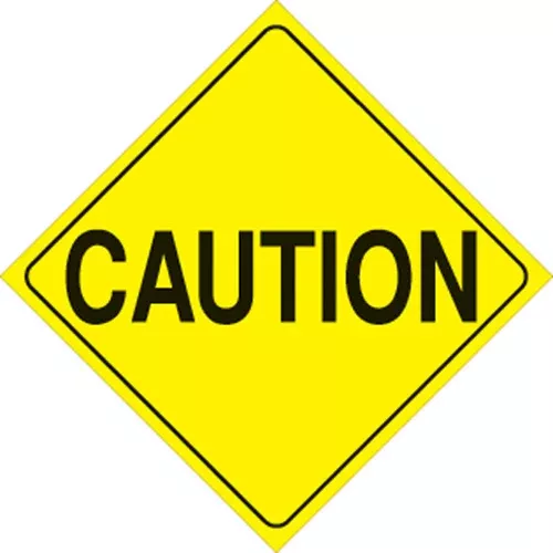 VOSS YELLOW PLASTIC REFLECTIVE SIGN 12″ – CAUTION-402 CAU YR