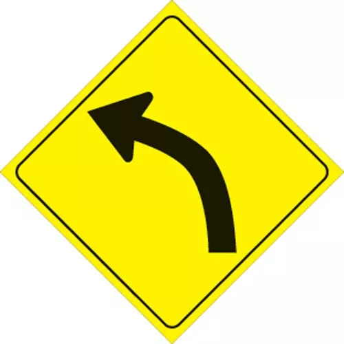 VOSS YELLOW PLASTIC REFLECTIVE SIGN 12″ – LEFT CURVE-407 3UR YR