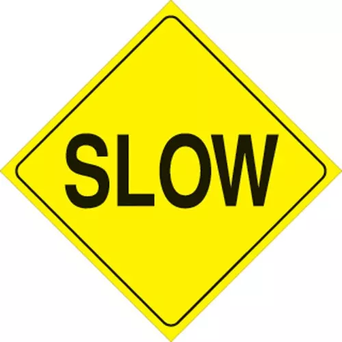 VOSS YELLOW PLASTIC REFLECTIVE SIGN 12″ – SLOW-405 SLO YR