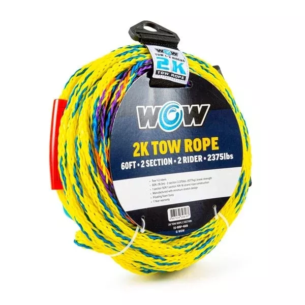 WOW 60′ Tow 2-Rider 2K Tow Rope With 2 Sections