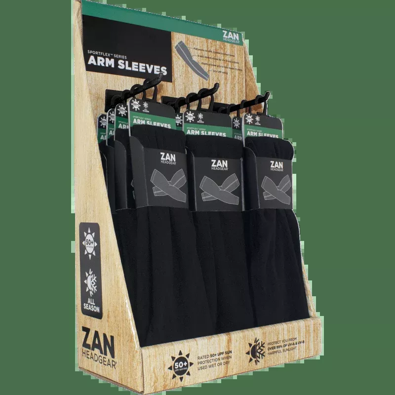 Zan Headgear Sportflex Arm Sleeve Prepack Display Solid 12 Pack
